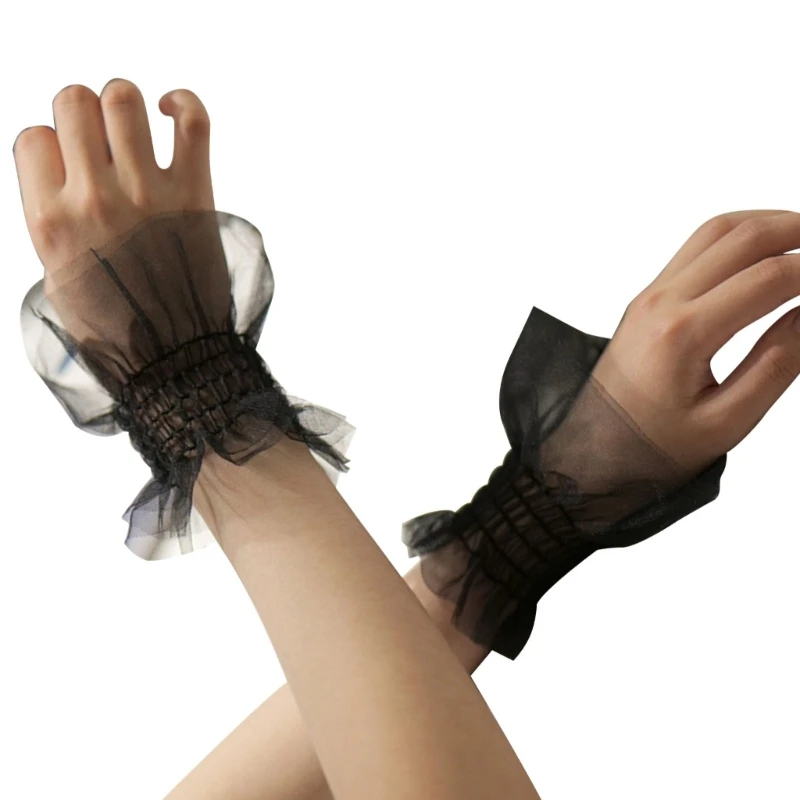 Removable Wrist Warmer Ruffled False Cuffs Lace for Hoodie Sweater Wedding