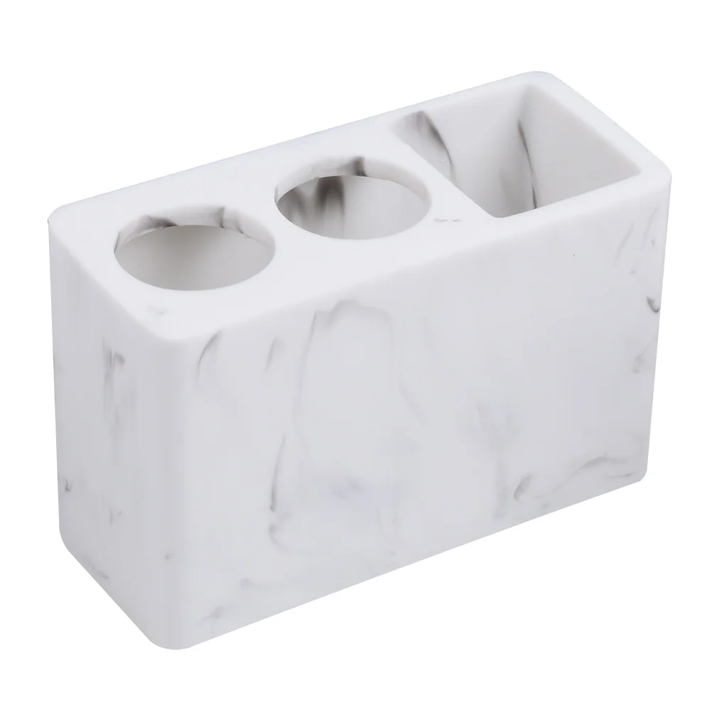 

Compartments Bathroom Toothbrush Stand Resin Marbled Grain Toothpaste Holder Bathroom Toothpaste Storage Rack Pedestal