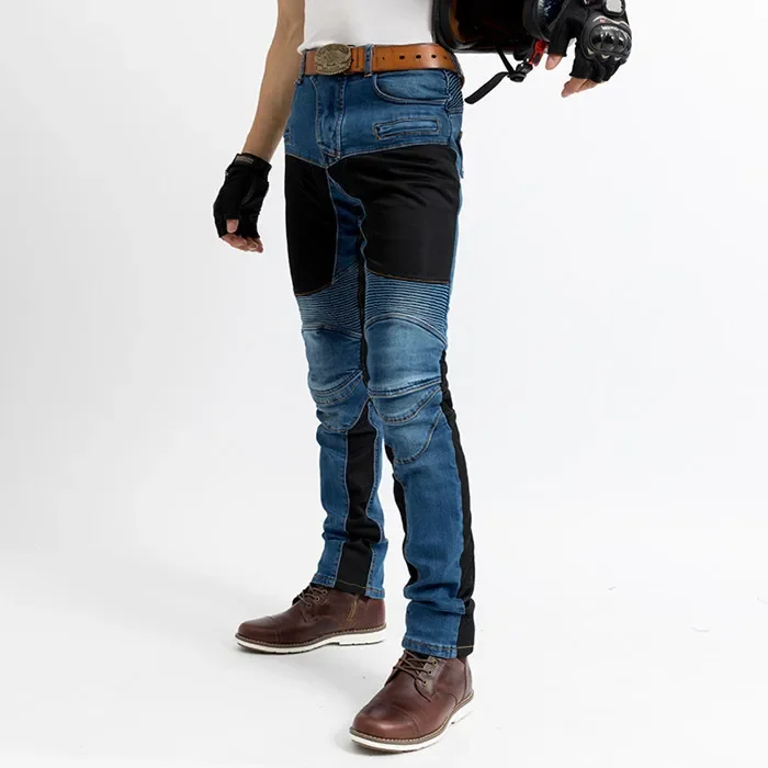 

Новые мотоциклетные брюки, облегающие эластичные сетчатые дышащие мотоциклетные брюки, устойчивые к падениям мужские летние гоночные джинсы