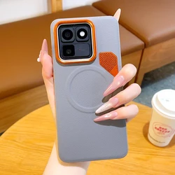 ELVEV Magnetic Luxury PU Leather Dropproof Phone Case with Heat Dissipation Protection for Vivo iQOO 15T (Grey)