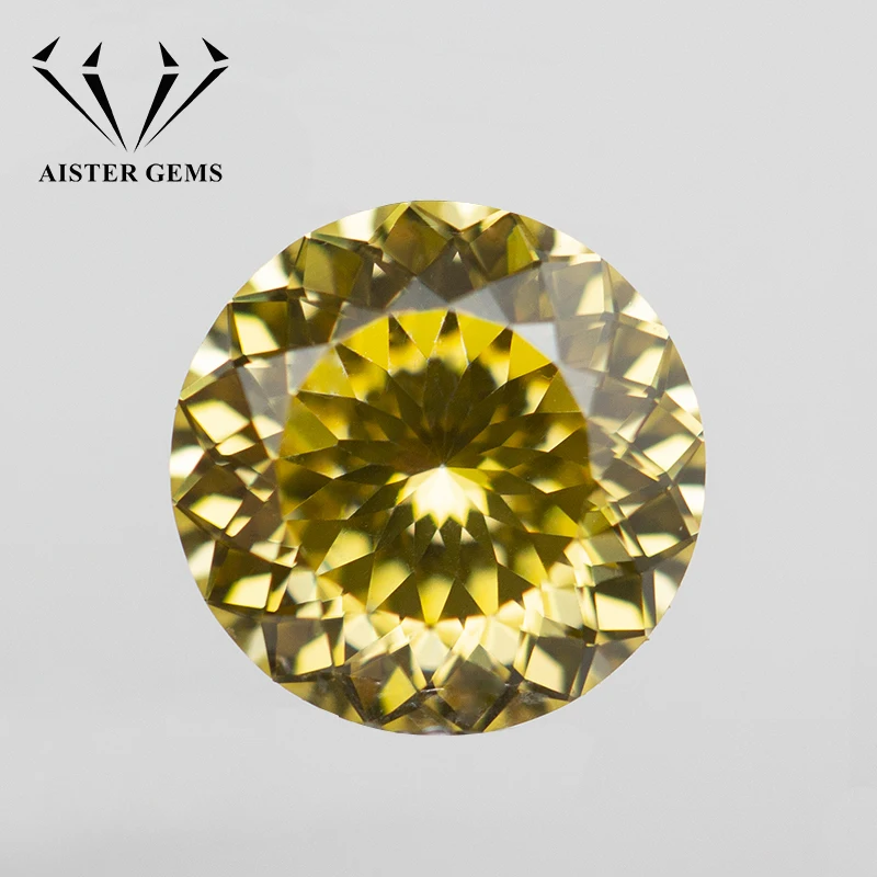 Lemon Yellow Round Love-100 Russian Cut Moissanite Stone 6.5Mm 1.0Ct 100 Faces Cuts Moissanita Lab Diamond Con Certificato Gra