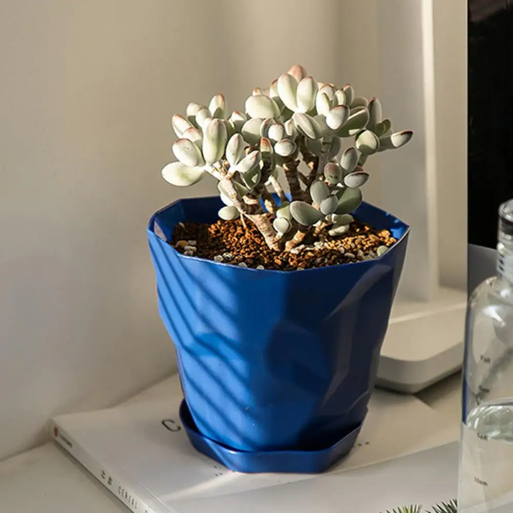 Flowerpot Durable Stable Decorative Breathable Succulents Nursery Garden Planter with Tray for Home - 2