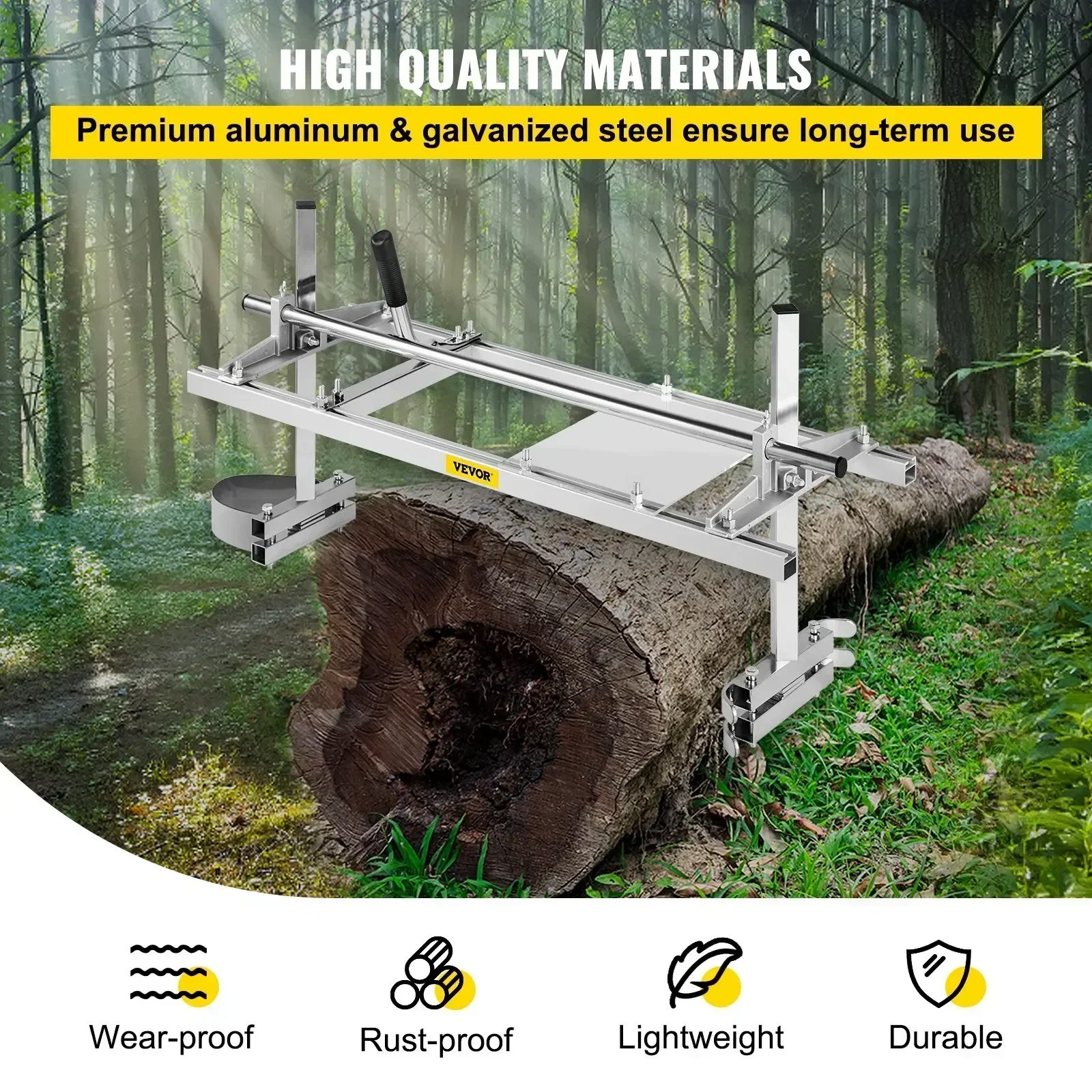 VEVOR 14" to 24" Chainsaw Mill Planking Milling Guide Bar Wood Lumber Cutting Portable Sawmill Aluminum Steel Chainsaw Mill