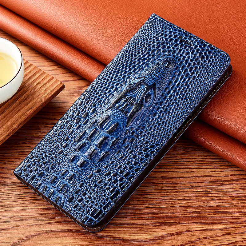 

Crocodile Genuine Leather Magnetic Flip Phone Case For OPPO Realme C20 C20A C21 C21Y C25 C25Y C25s C30 C31 C35 Wallet Cover