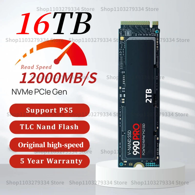 

2024 Brand New Original SSD 990 PRO M2 2280 Nvme PCIe Gen 5.0X4 1TB 2TB 4TB Internal Solid State Disk SSD HDD For Laptop/PS5/PC