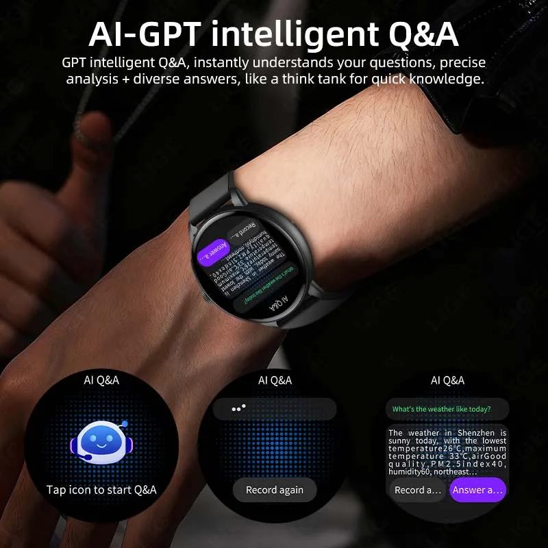 LIGE New Nursing Grade Smart Watch ECG+PPG Body Temperature Blood Lipid Uric Acid Blood Oxygen Bluetooth Call Health Smartwatch