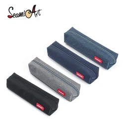 SeamiArt 1pc Small Solid Color Simple Zipper Kawai Pencil Case Mini Pen Bags Papeleria Stationery for School Office Suppliers