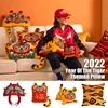 Joy Chinese Traditional Dance Lion Embroidery Cushion Year Of Tiger Sofa Chair Decorative Stuffed Pillow Happy Lucky Cushion 2