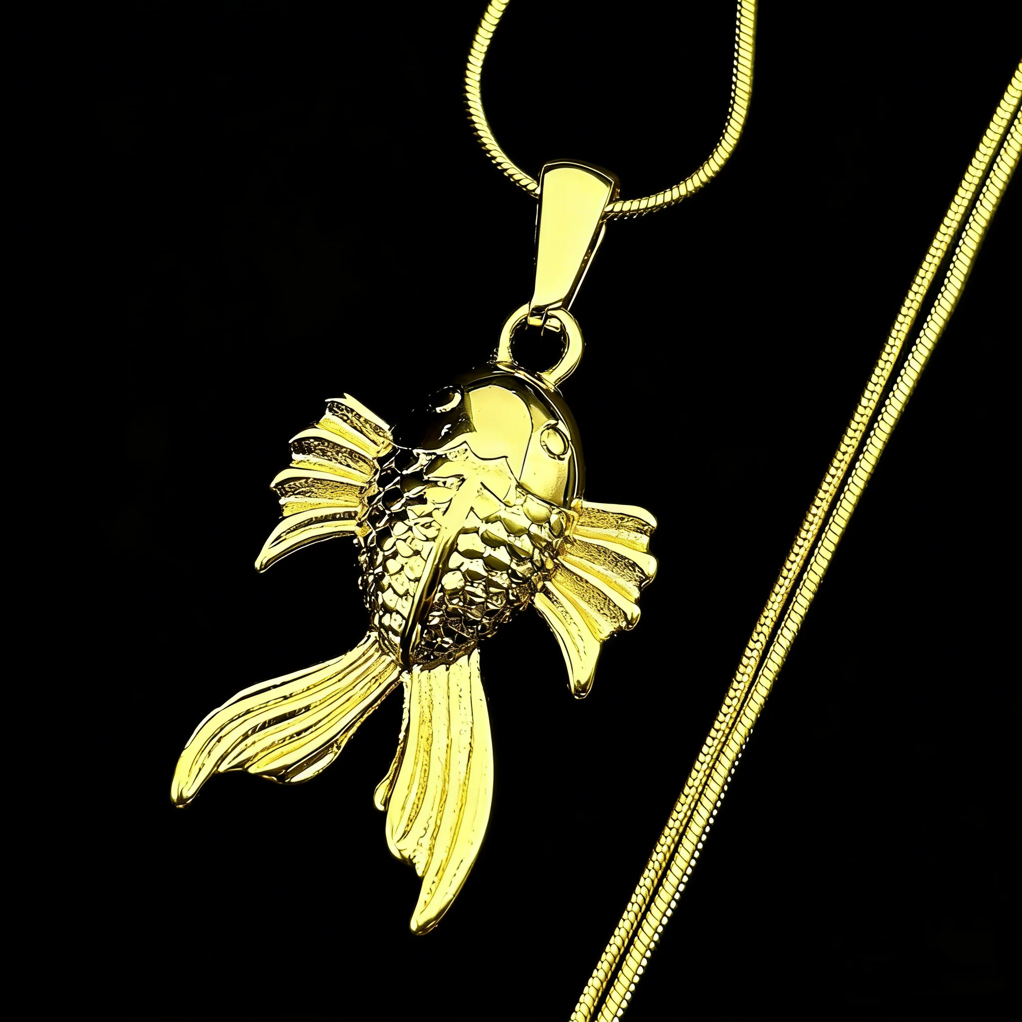 Halskette mit kleinem goldenen Fisch-Anhänger für Damen und Herren, Edelstahl, goldfarben, Lucky China, schöne Tierkette, Schmuck, Geschenke