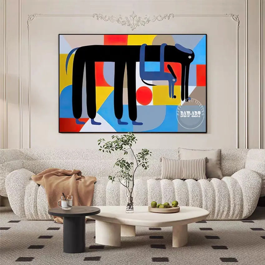

Quality Animal Abstract Wall Art Dog Painting Frameless Interior Picture Contemporary Color Acrylic Decorative Items For Cafe