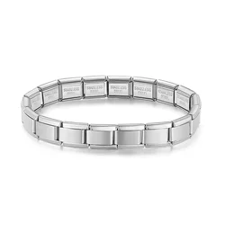 Hapiship Stylish Italian Elastic Charm Bracelet - Women's Stainless Steel Bangle, 9mm Width (Silver Bao)