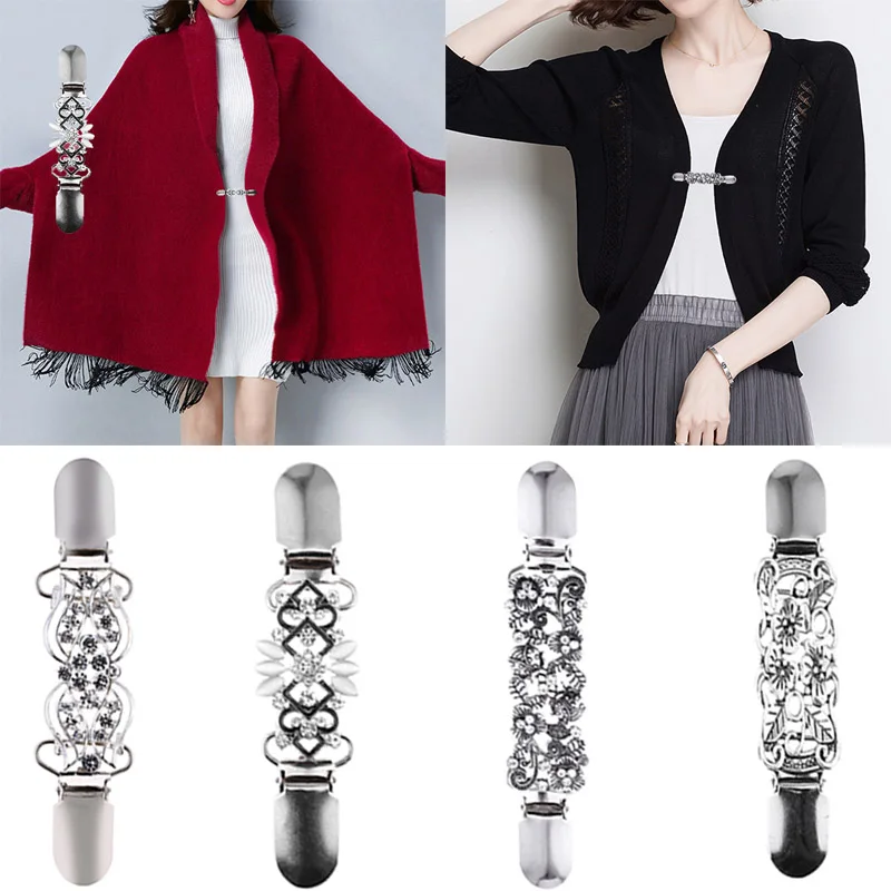 1PCS Duck-mouth Clips Sweater Cardigan Clip Beaded Pearl Pin Brooch Shawl Shirt Collar Buckles For Clothing Decor
