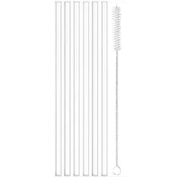 Set of 6 Reusable 30cm Transparent Heat - Resistant Food Grade Straws with Cleaning Brush (6 straws 1 brush)