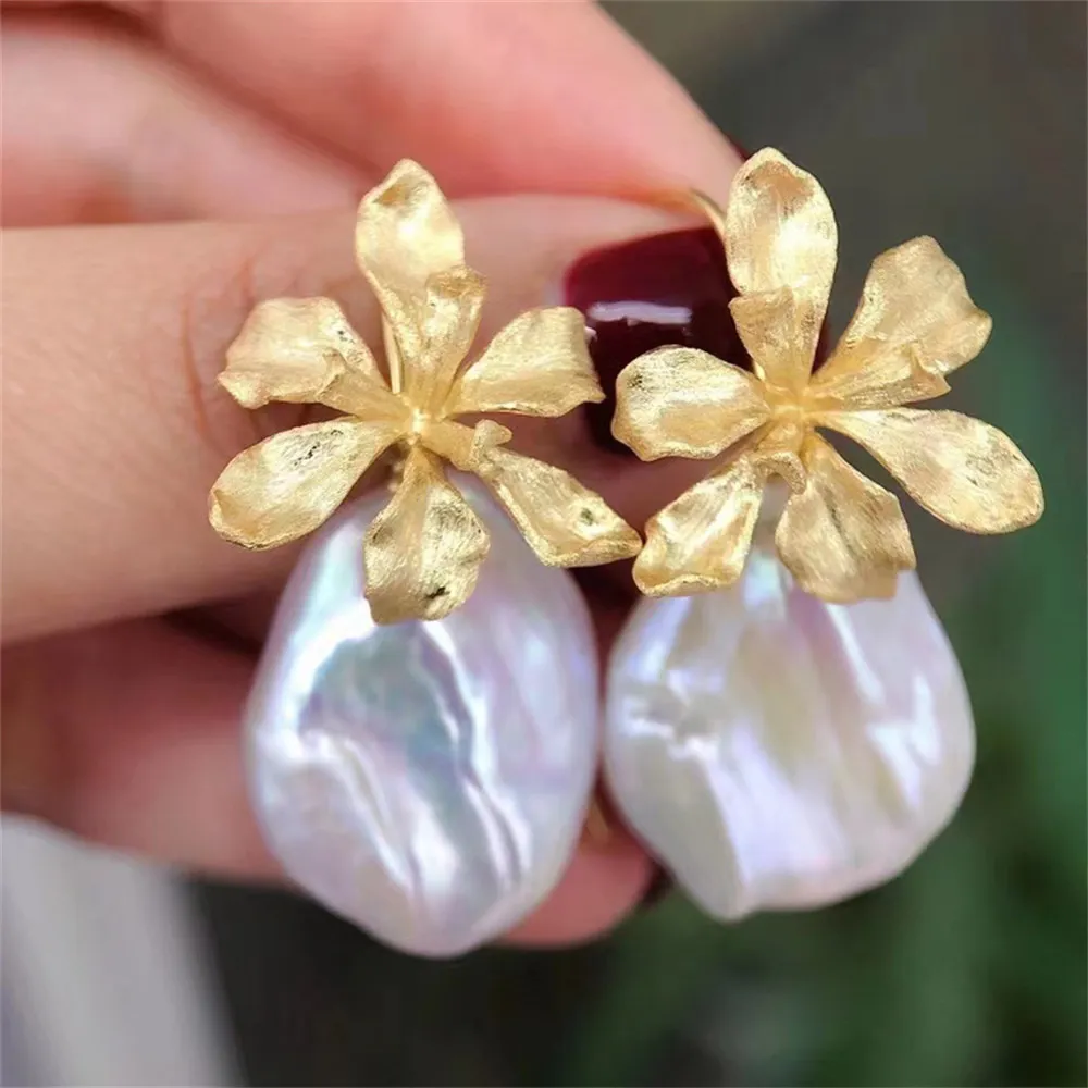 

DIY pearl earring accessories S925 sterling silver jewelry gold ear hook empty holder Fit 10-17mm beads