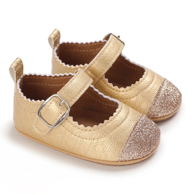 Baby Walking Shoes Golden Baby First Walkers Shoes Gold Princess Shoes Comfortable Soft Soled Non Slip Walking Shoes Pre-Walkers