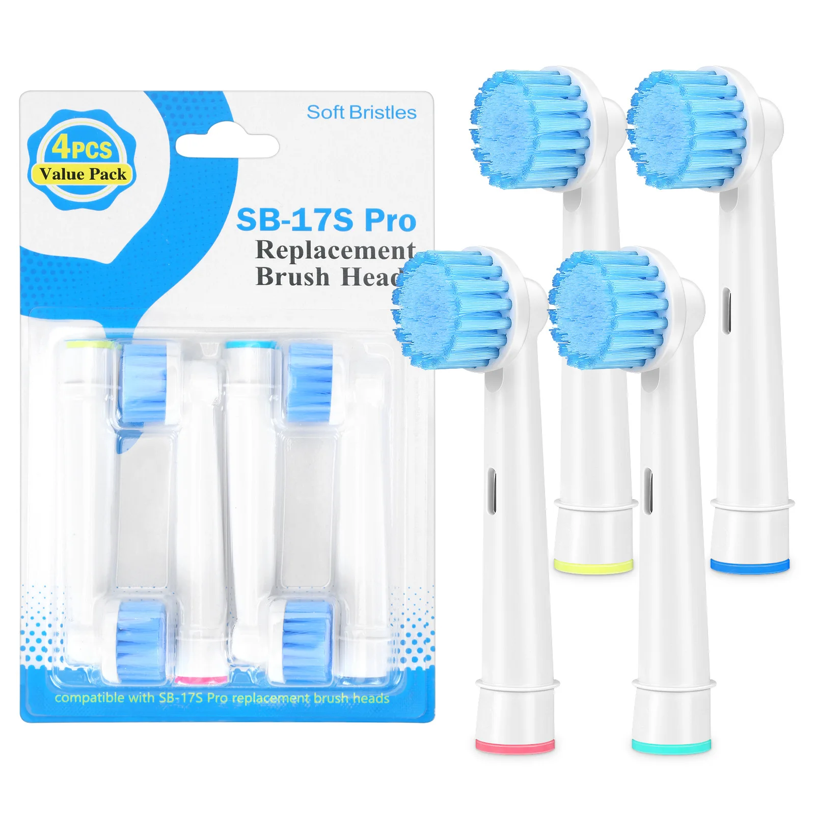 4 Pcs/Pack Replacement Brush Heads For Oral B Electric Toothbrush Head Soft Dupont Bristle Teeth Cleaning & Whitening Brush Head 8 12 16 20 pcs electric toothbrush replacement heads for oral b toothbrush nozzles soft dupont bristle tooth brush head sb 17a