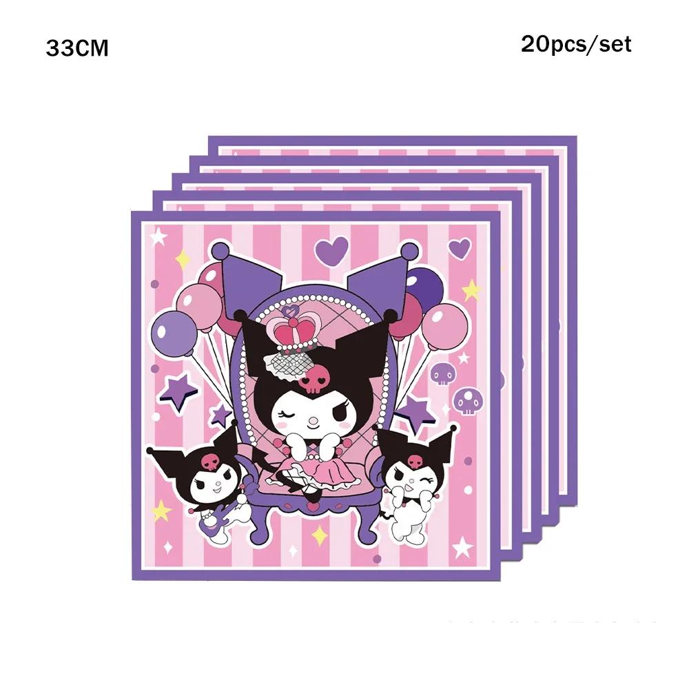 Disposable Tableware HelloKitty Kuromi Birthday Party Decorations Sanrio Disposable Tableware Cup Plate Napkin Kids Baby Theme Gathering Supplies