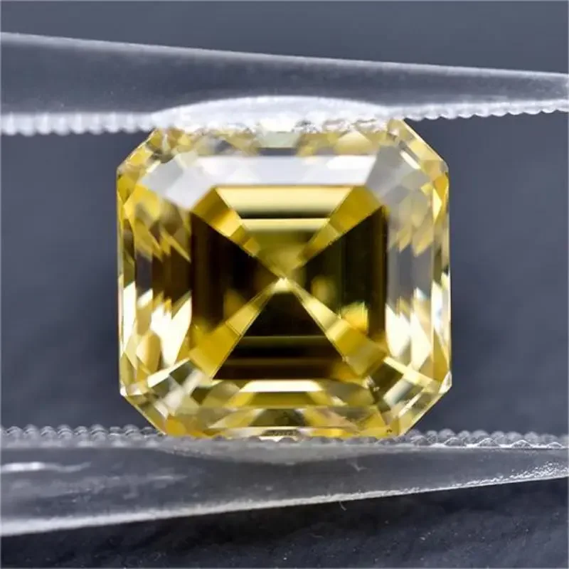 

Moissanite Stone with GRA Certificate Lemon Yellow Asscher Cut Moissanite Loose Stone 0.5CT-5CT Jewelry Pass Diamond Tester