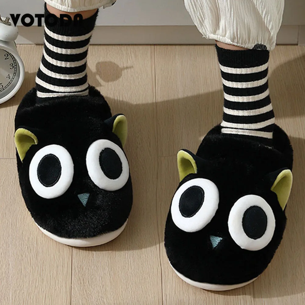 

Women Slippers Cartoon Cute Slipper Winter Thick Sole House Plush Slides Fashion Furry Warm Flip Flops Outdoor Men Cotton Shoes