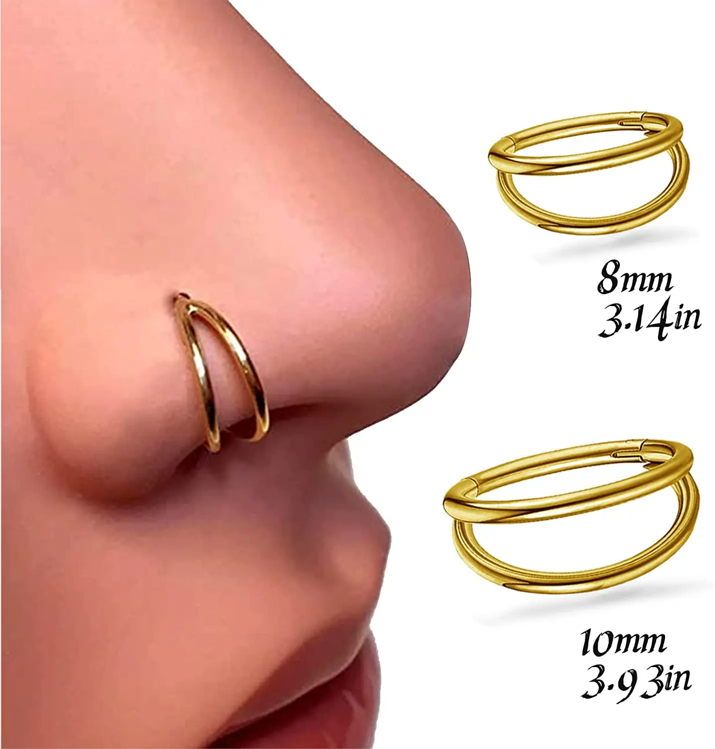 MODRSA 20g Nose Rings Studs L Shape Nose Screw Surgical Stainless Steel Nose  Rings Hoop Diamond Heart Hypoallergenic Nostril Nose Piercing Jewelry for  Women Men Silver Rose Gold Black Rainbow price in