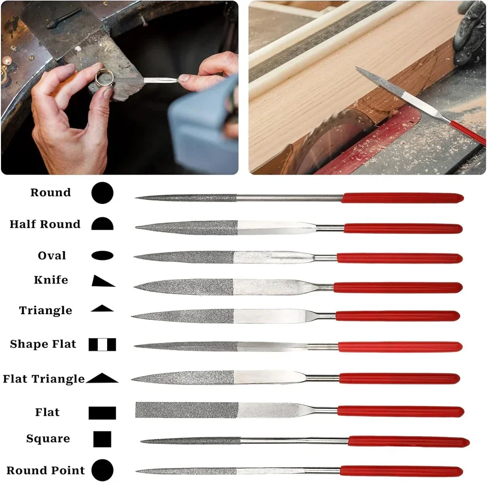 Needle File Set 10Pcs For Stone Glass Metal Carving Craft Hand Tools