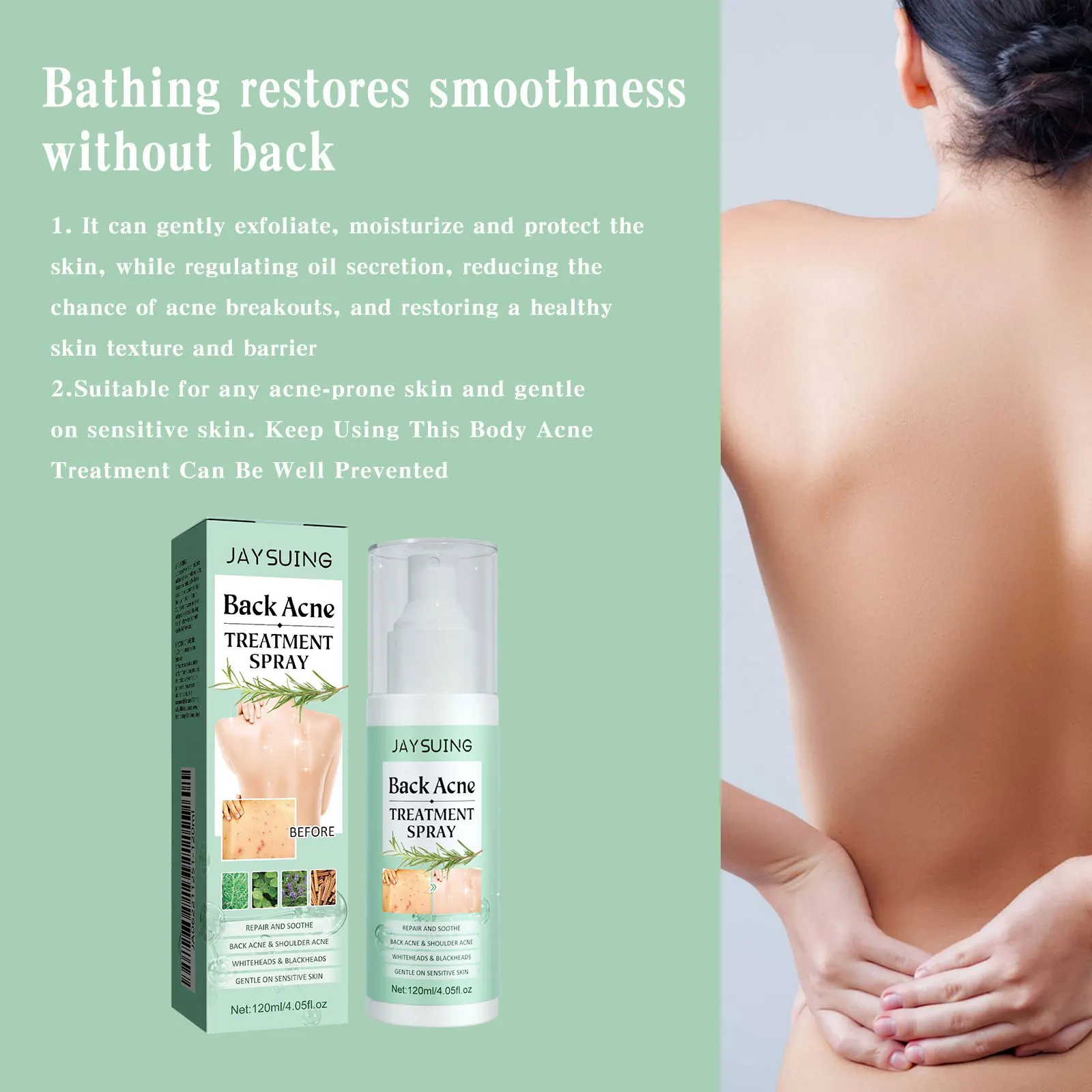 Back Acne Remover Spray Shoulder Pimple Repair Whiteheads Treatment Blackhead Anti Mites Oil Control Hydrate Body Soothing Serum 6
