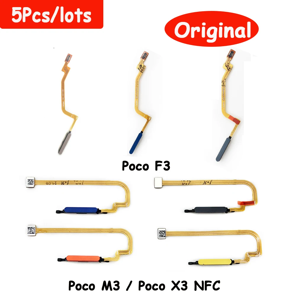 

5Pcs/lots Original For Xiaomi Poco X3 NFC / Poco F3 / Poco M3 Home Button Fingerprint Touch ID Sensor Flex Cable Repair Parts