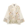 European And American 2025 Spring And Summer New Women's Casual Style Simple Flower Printed Shirt