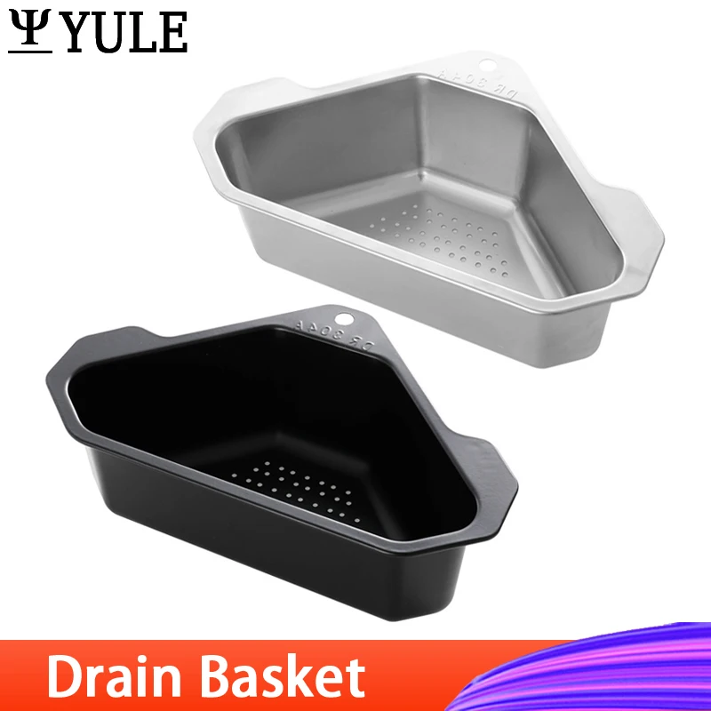 

Stainless Steel Triangle Drain Basket Kitchen Sink Filter Shelf Fruit Vegetable Drainer Storage Rack Basket Bar with Suction Cup