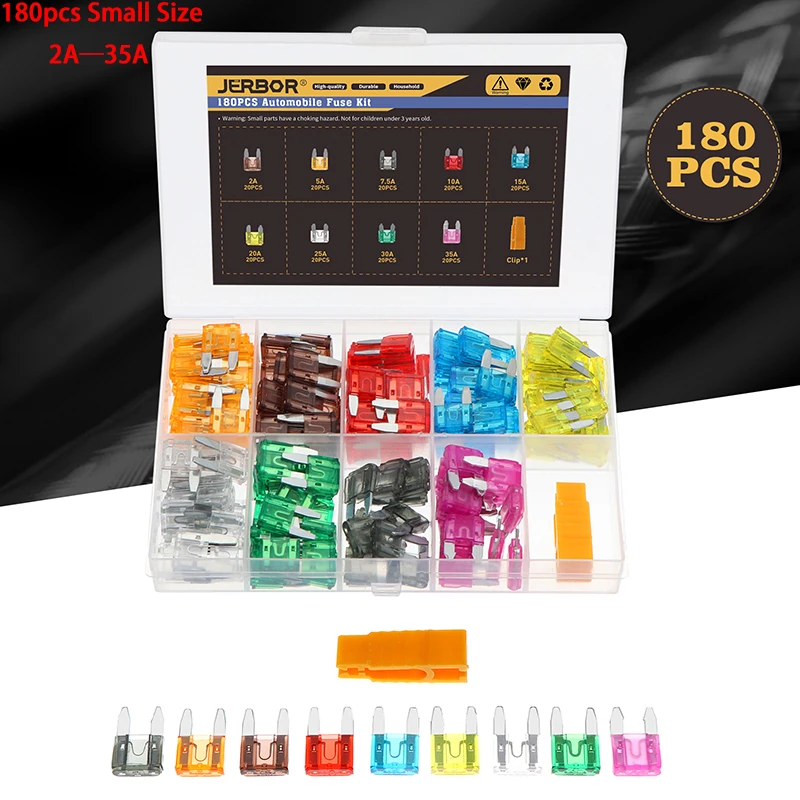 50/80/180pcs 5/10/15/20/30A Car Auto Small and Medium Blade Fuse Motorcycle Boat Truck Automotive Blade Fuse Assortment Set