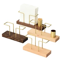 Desktop Organizer Tableware Supplies Wood Tissue Paper Holder Napkin Holder Brass Tissue Box Storage Toothpick Box 1
