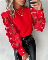 Fashion Lace Floral Tops Blouses Women 2024 Long Sleeve Elegant O-neck Loose Shirt Blouse Casual Shirts Spring Summer Ladies Top - Image 3