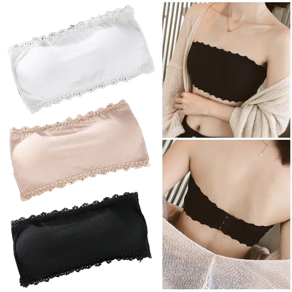 Strapless Lingerie Women Tube Top Underwear Soild Color Seamless Invisible Bralette Lace Sexy Solid Bras Crop Top Women women lingerie bra women tank tops women tube tops