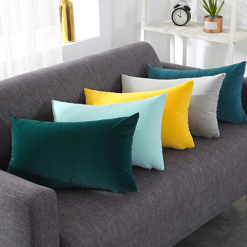 

26 Colors Cushion Cover 30x50cm Rectangle Pillow Case For Living Room Sofa Solid Color Velvet Throw Pillowcase Home Decoration