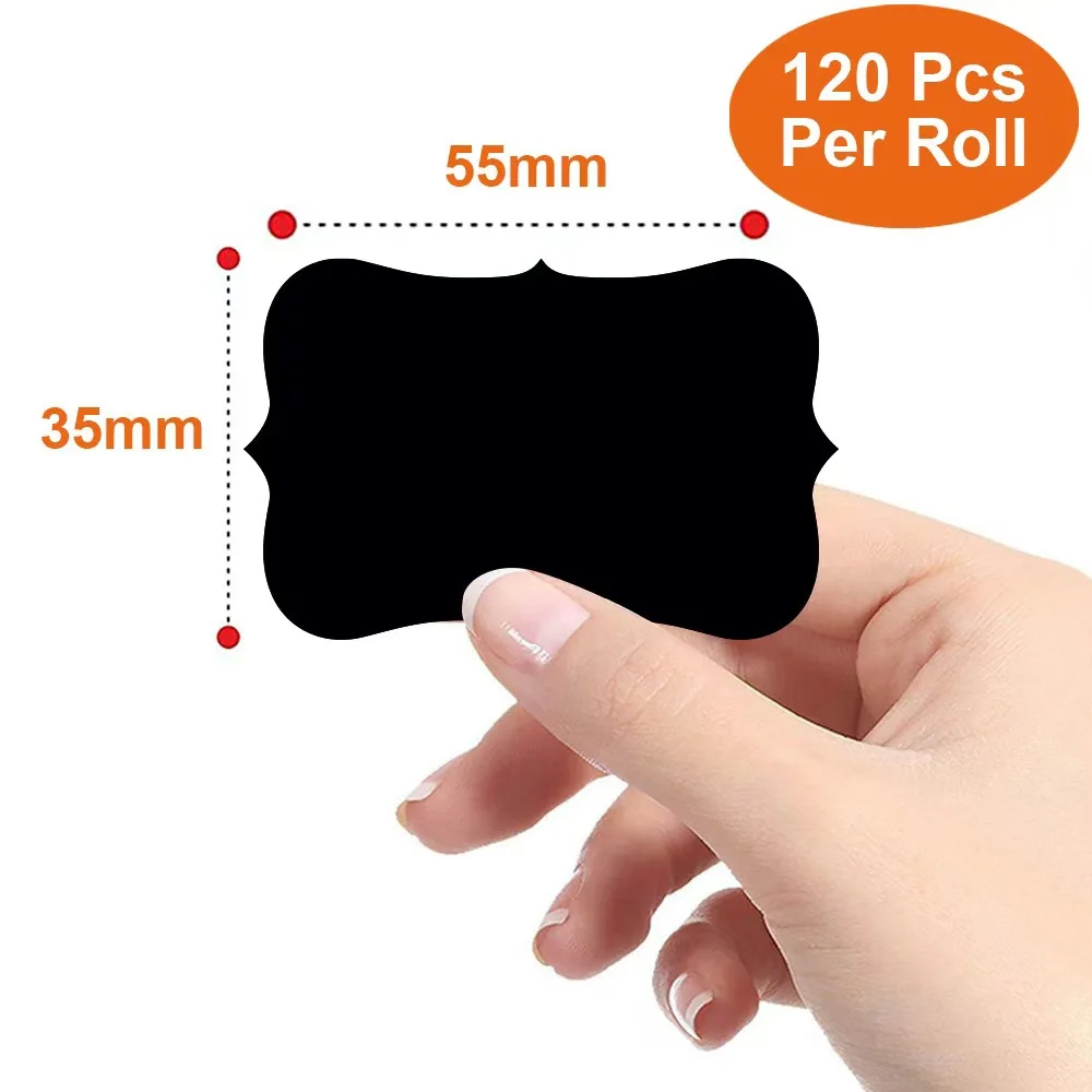 Versatile Waterproof Chalkboard Label Stickers - 120 Pack, Assorted Designs, 1.4*2.2in for Home & Kitchen Organization