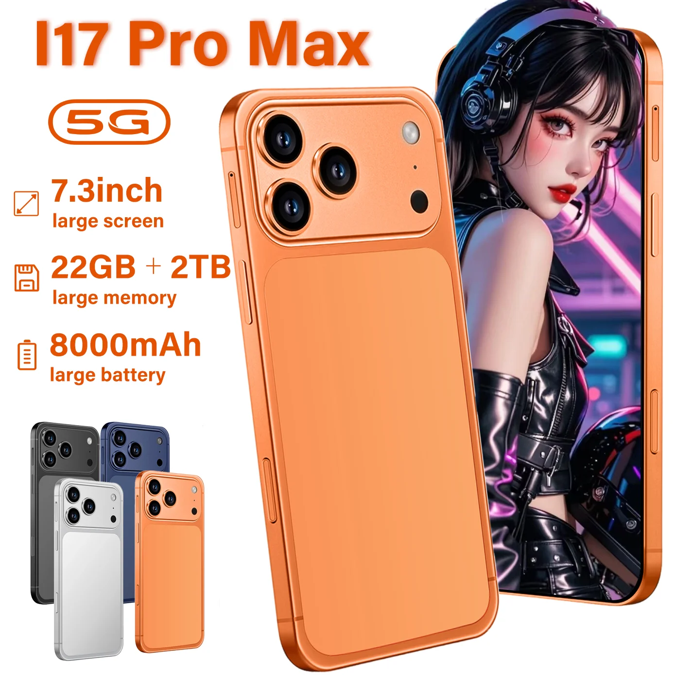SALE 2026 NEW Silicone Case for SNS i17 Pro Max Original 7.3" Android Smartphone Accessories HD Global Version