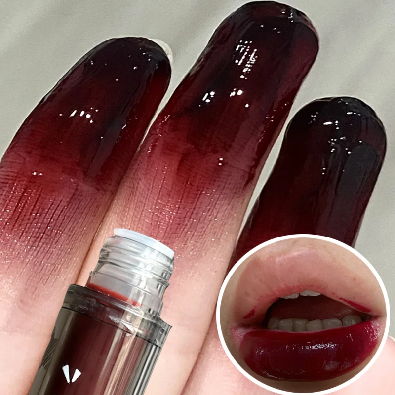 Mirror Glass Black Lip Gloss Moisturizing Water Lip Glaze Long Lasting Non-stick Cup Nourishes Lips Tint Liquid Lipstick Makeup