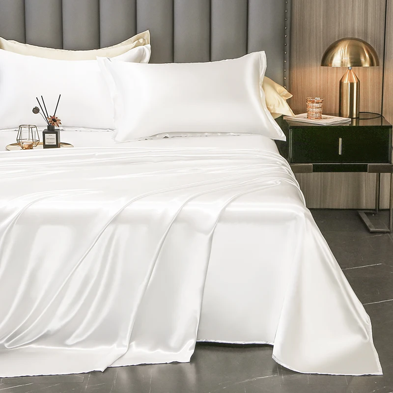 High End Satin Sheets, Soft And Comfortable Solid Color Sheets, Luxurious Single And Twin Bed Sheets 3
