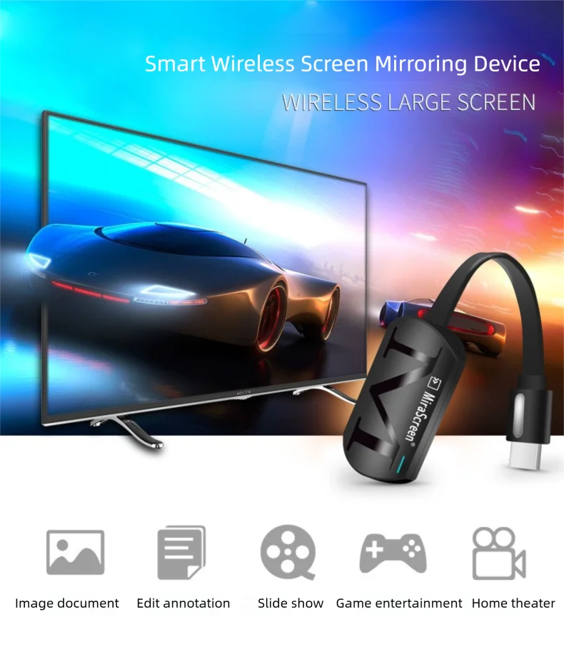MiraScreen 디스플레이 Anycast Wifi HDMI 호환 Miracast Airplay 안드로이드 IOS 호환 휴대폰에서 TV 프로젝터 화면 미러링