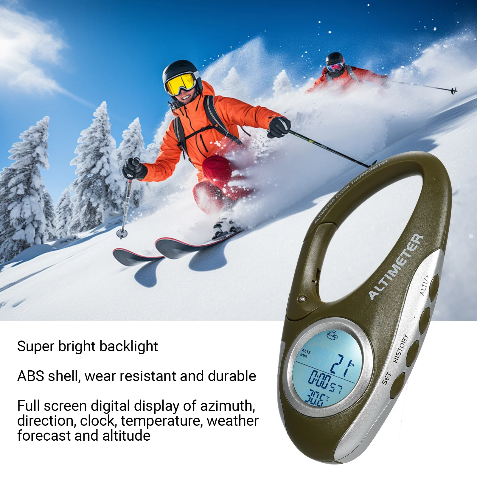 Barometer Altimeter Thermometer Digital Altitude Monitor Weather Forecast Pedometer Backlight Display