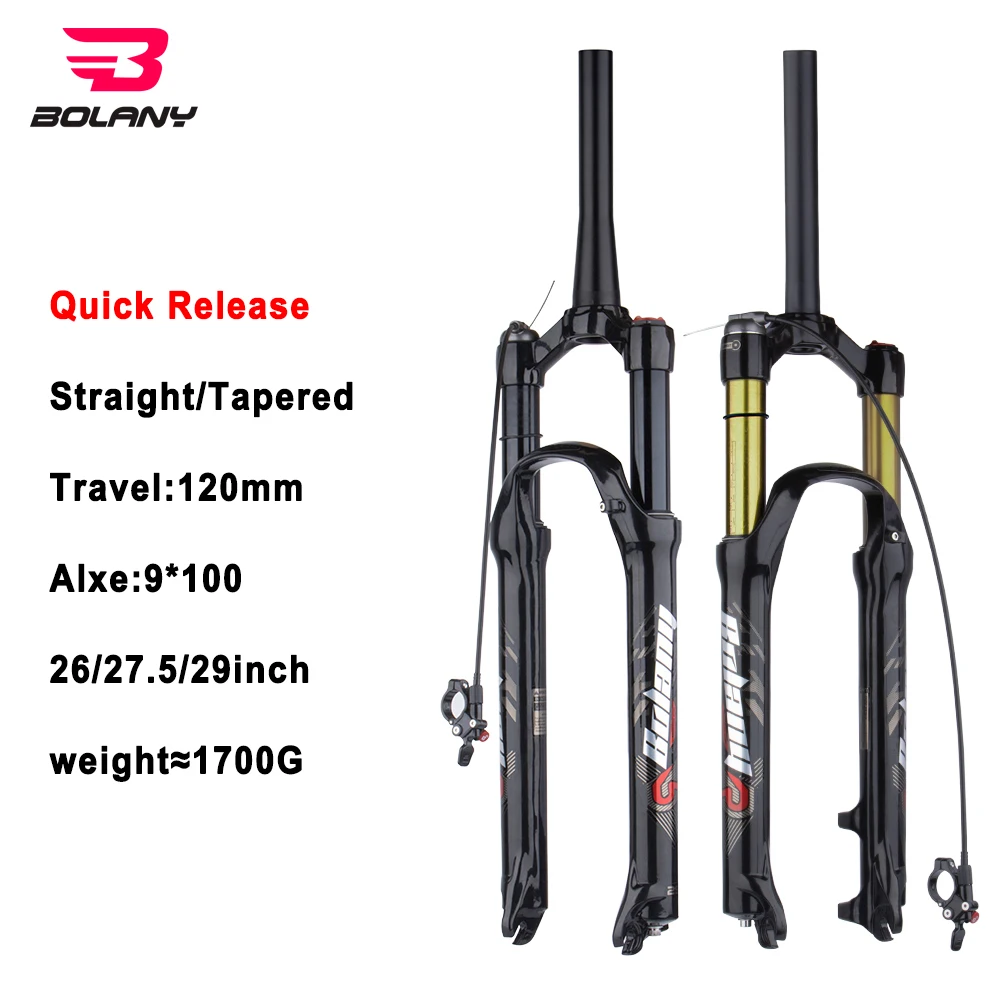 Bolay Mtb Sospensione Aria Olio Forcella Anteriore Lega Di Magnesio Ammortizzatore Corsa Forcella 120Mm 26/27.5/29 "Tubo Dritto/Conico Rapido