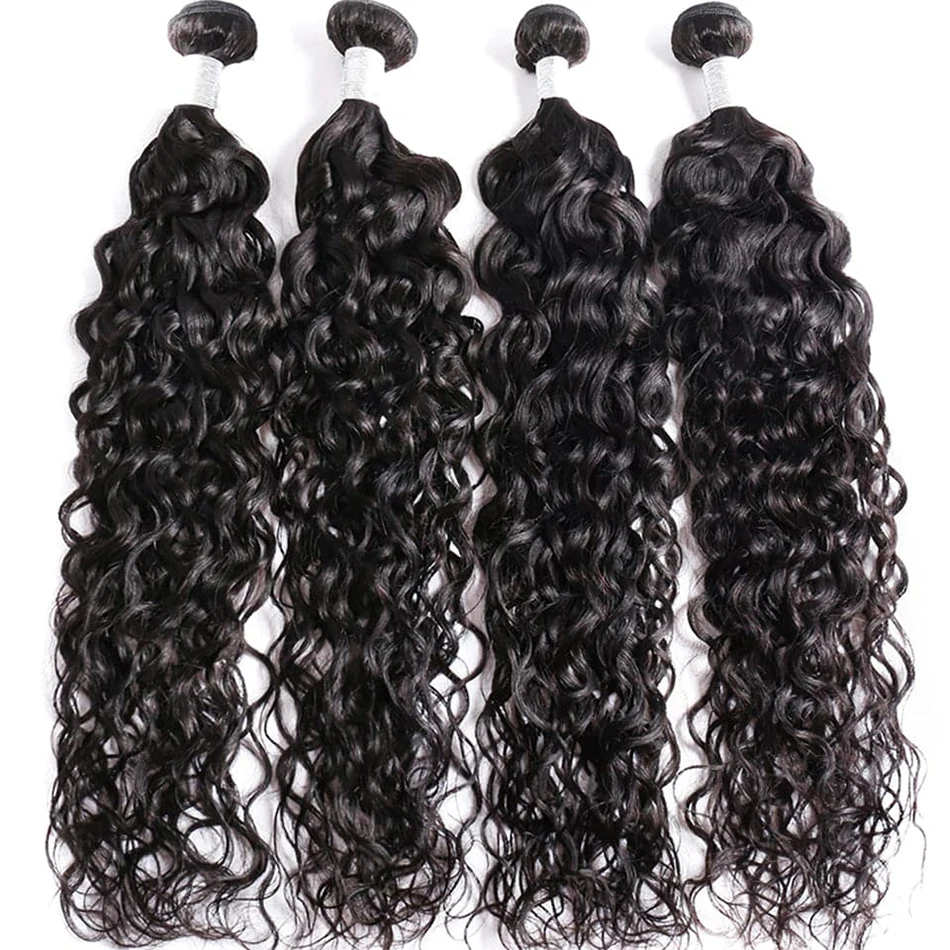 Water Wave Bundles Human Hair With Closure 13x4 HD Transparent Lace Frontal 100% Natural Human Hair Extensions Deep Wave,human hair bundles,human hair weave