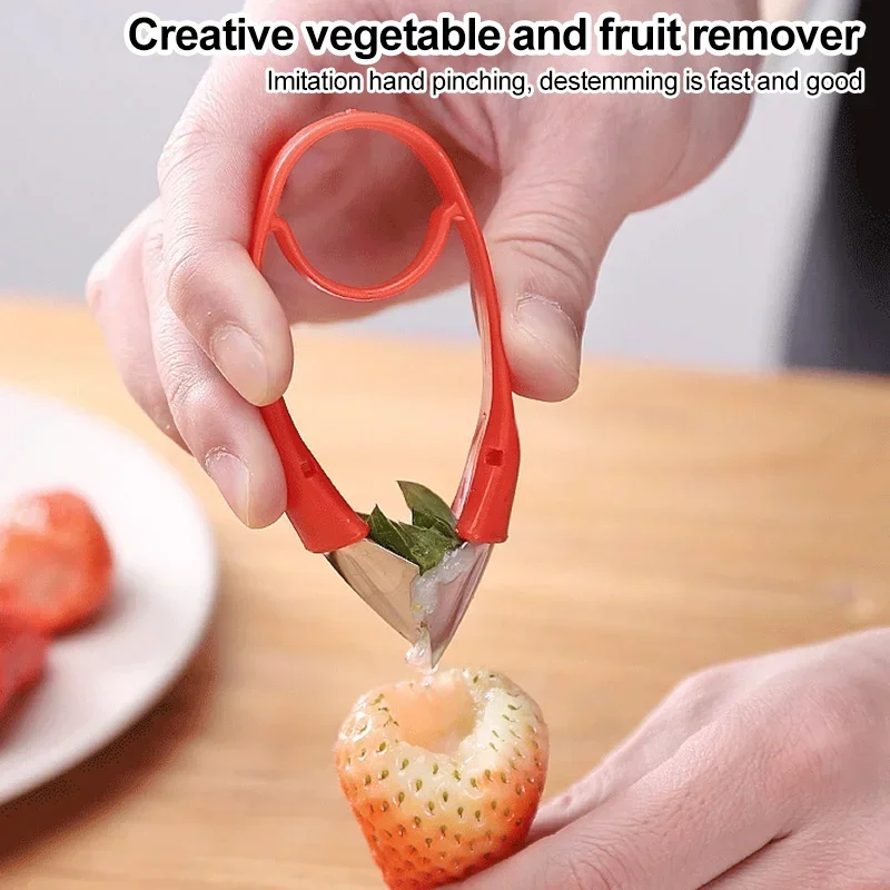 딸기 헐러 금속 플라스틱 과일 잎 제거기 가제트, 토마토 줄기 감자 칼 스템 제거기, 주방 야채 요리 도구 