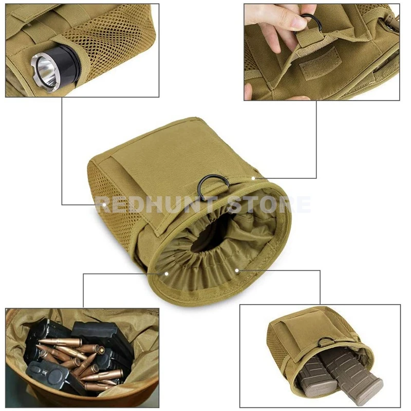 Tactical Molle Drawstring Magazine Dump Pouch Utility Belt Fanny Waist Pack Holster Bag Hunting Ammo Pouch