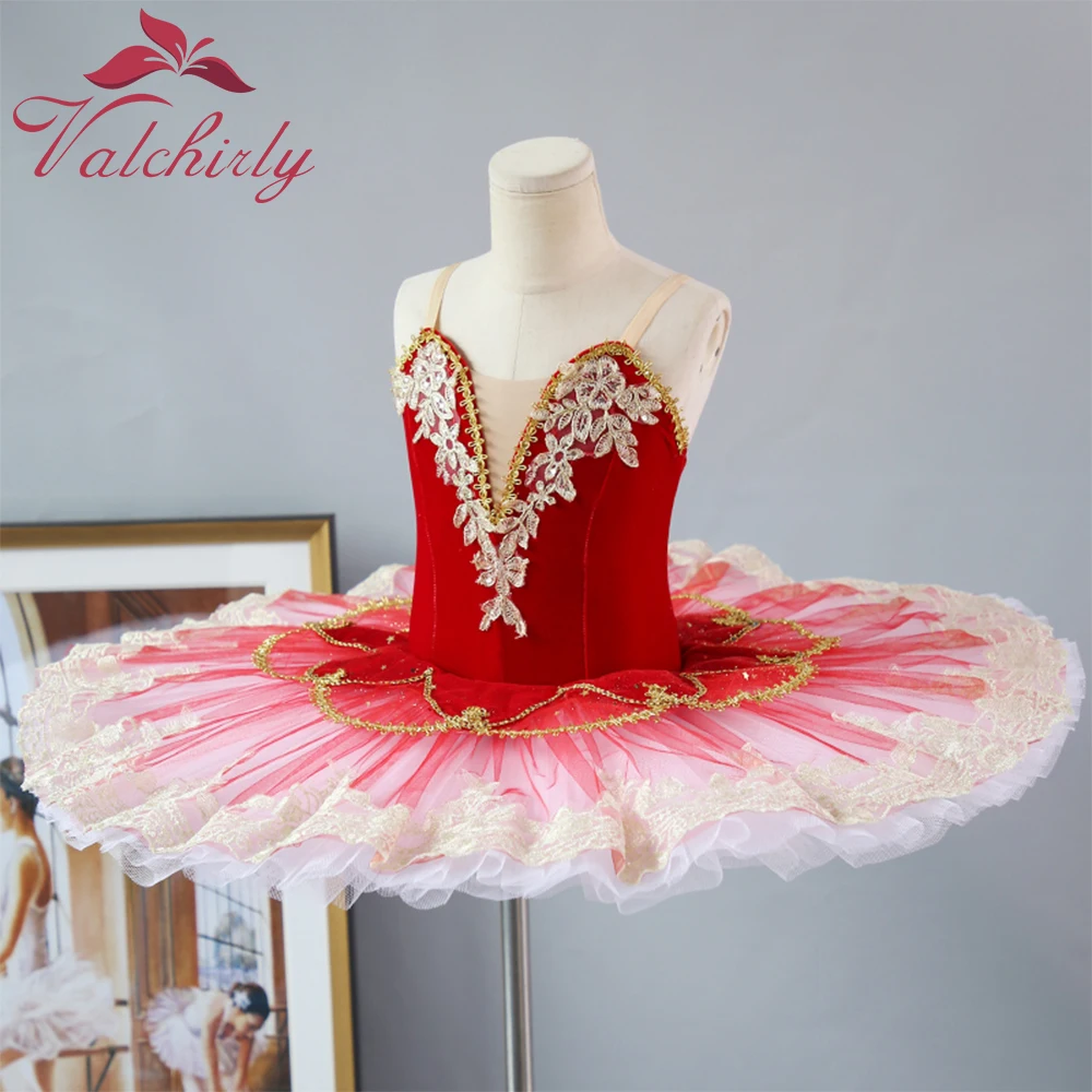 New Ballerina Girls Ballet Tutu Dress  Green  Dance Costume Platter Pancake Red Party Dress for Kids