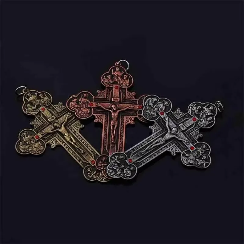 Religious Crucifix Christian Jewelry Cross Pendant Saint Benedict Cross Pattern Pendant Necklace 120*90mm pectoral cross necklace christ pendant