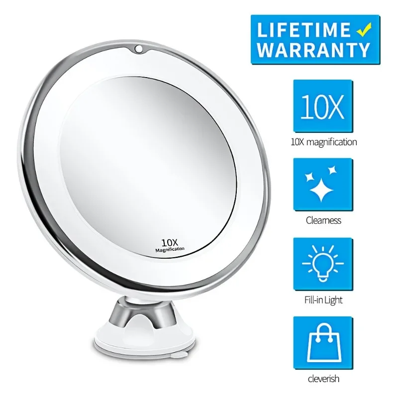 

Flexible Makeup Mirror 10x Magnifying Mirrors 14 Led Lighted Touch Screen Vanity Mirror Portable Dressing Table Cosmetic Mirrors