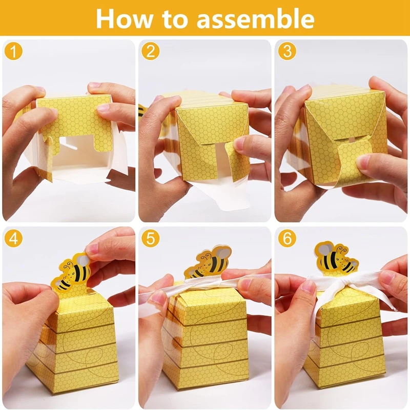 10/20pcs Little Bee Candy Gift Box with Ribbon Kids Boy Girl Birthday Party Supplies Baby Shower Decoration Wedding Gift Favors