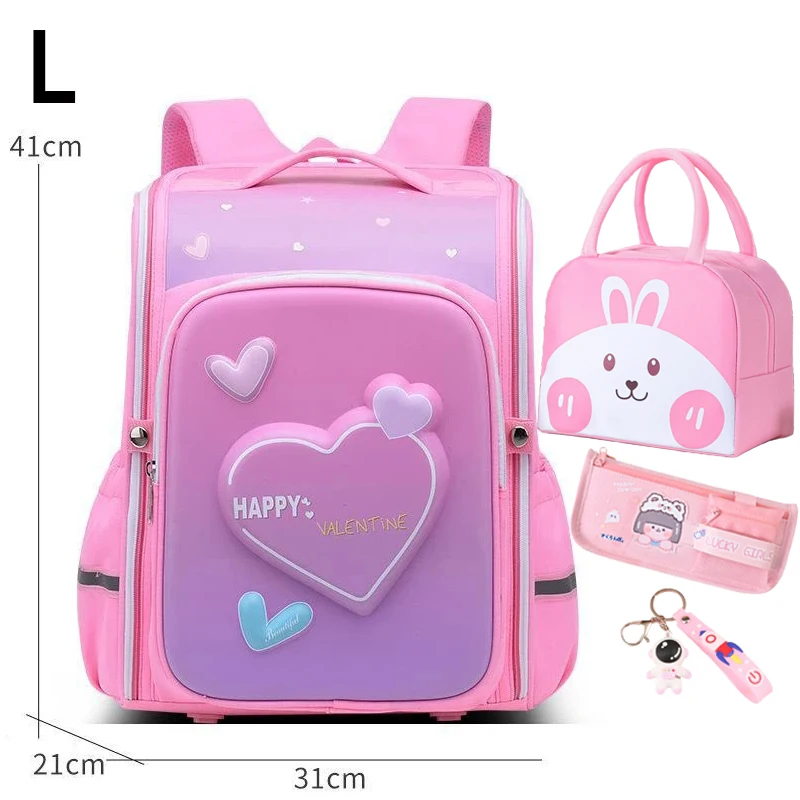 Boy School Backpack with Lunchbox School Child Elementary Student Bags Girls Waterproof Astronaut School Bags Bookbags 2