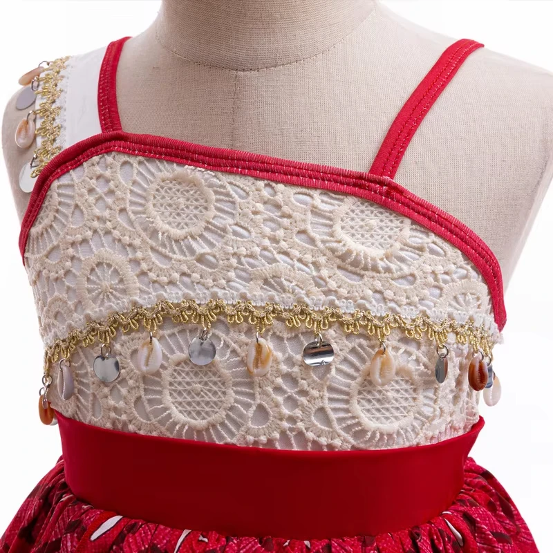 Mädchen Moana 2 Prinzessinnen-Kostüm Kinder Vaiana Ozean-Abenteuer Kleid Kinder Halloween Karneval Party Fantasie-Outfit Cosplay Kleidung – Detail 5